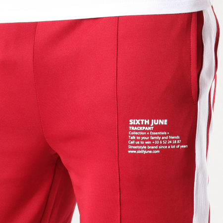 Sixth June - Pantalon Jogging A Bandes M3684CPA Bordeaux Blanc