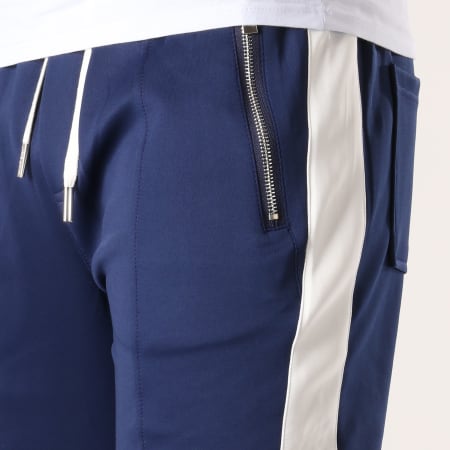 Sixth June - Pantalon Jogging A Bandes M3667CPA Bleu Marine Blanc