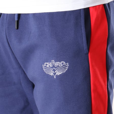 Charo - Pantalon Jogging Avec Bandes Division Bleu Marine Rouge Blanc