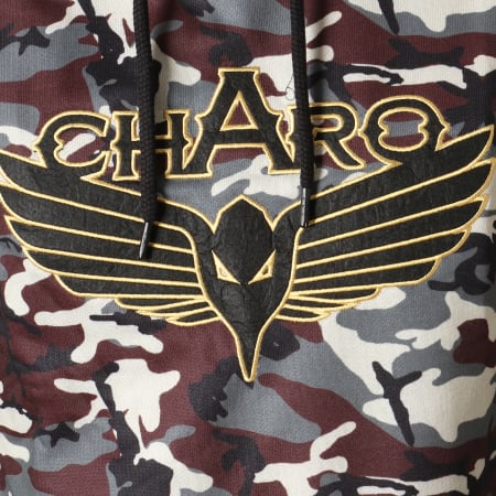Charo - Sweat Capuche A Bandes Hood Drift WY4252 Vert Kaki Camouflage Noir Doré