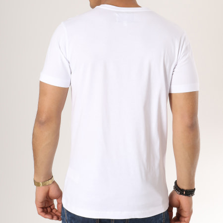 Calvin Klein - Tee Shirt Monogram Box Logo 7843 Blanc Bleu Marine