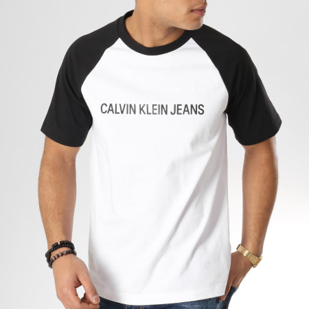 Calvin Klein - Tee Shirt Raglan Institutional Logo 0406 Blanc Noir