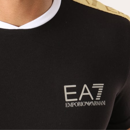EA7 Emporio Armani - Tee Shirt Avec Bandes 3GPT34-PJL2Z Noir Doré Argenté