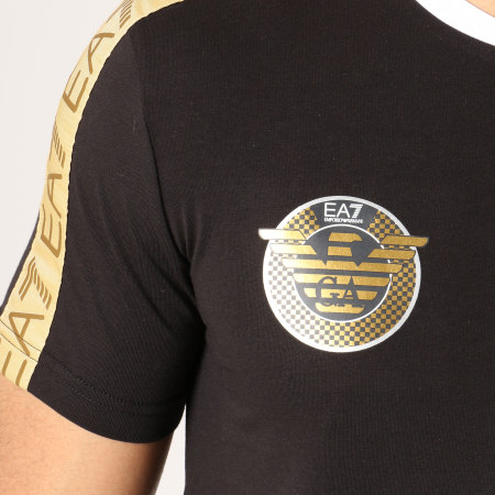 EA7 Emporio Armani - Tee Shirt Avec Bandes 3GPT34-PJL2Z Noir Doré Argenté