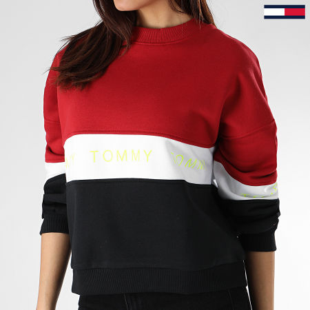 Tommy Hilfiger - Sweat Crewneck Femme Colorblock 6001 Rouge Blanc Noir