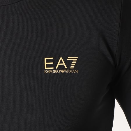 EA7 Emporio Armani - Tee Shirt Manches Longues 3GPT55-PJM5Z Noir Doré