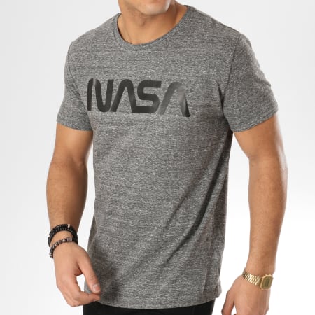 NASA - Tee Shirt Worm Logo Gris Anthracite Chiné