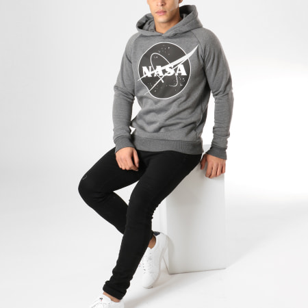 NASA - Sweat Capuche Insignia Front Desaturate Gris Anthracite Chiné