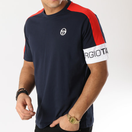 Sergio Tacchini - Tee Shirt A Bandes Cedric Bleu Marine Rouge