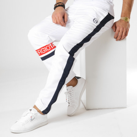 Sergio Tacchini - Pantalon Jogging A Bandes Cava Blanc Bleu Marine