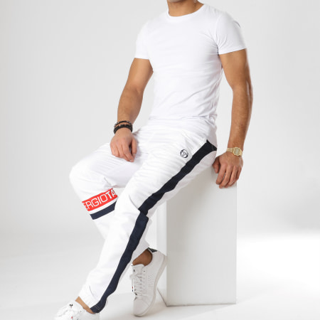 Sergio Tacchini - Pantalon Jogging A Bandes Cava Blanc Bleu Marine