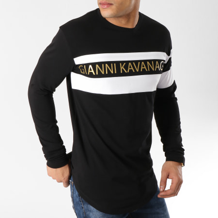 Gianni Kavanagh - Tee Shirt Manches Longues Oversize Gold Noir Blanc Doré
