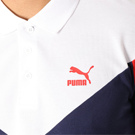 Puma - Polo Manches Courtes Iconic 577982 Bleu Marine Blanc Rouge