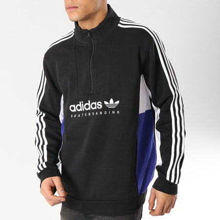 Adidas Originals - Sweat Col Zippé Apian DU8381 Noir Blanc Bleu