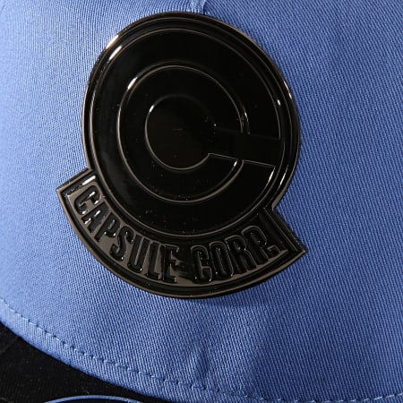 Dragon Ball Z - Casquette Snapback Capsule Corp Metal Badge Bleu Clair Noir