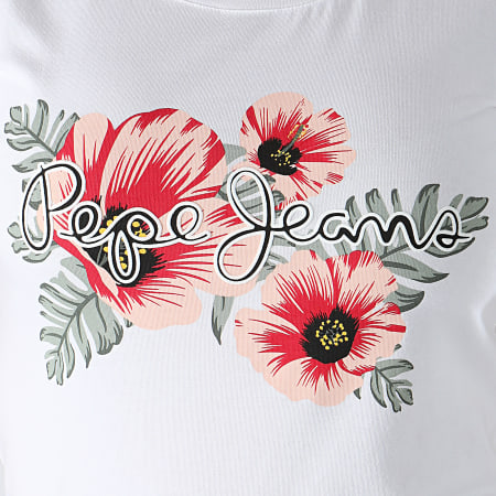 Pepe Jeans - Tee Shirt Femme Kaia Blanc Floral