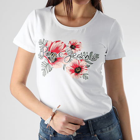 Pepe Jeans - Tee Shirt Femme Kaia Blanc Floral