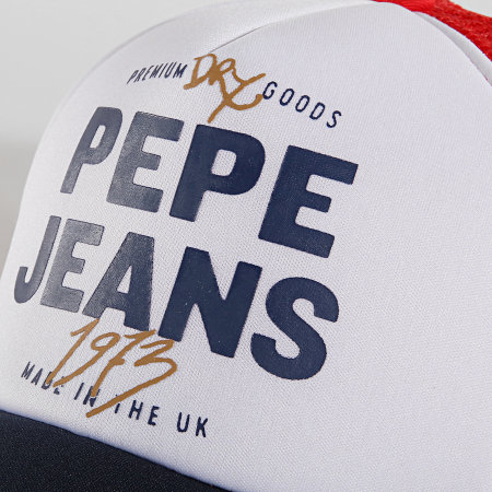 Pepe Jeans - Casquette Trucker Renese Blanc Bleu Marine Rouge 