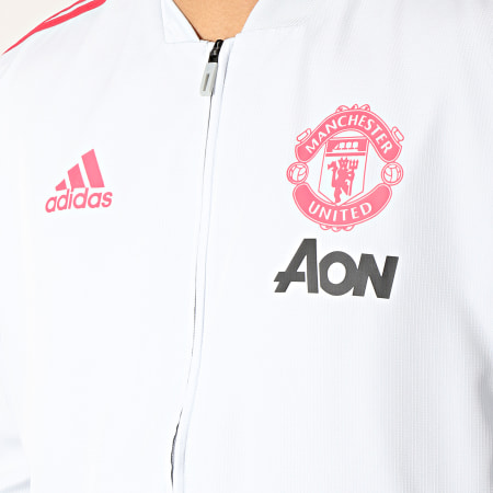 Adidas Sportswear - Veste Zippée Avec Bandes Manchester United DP6933 Gris Clair Rouge