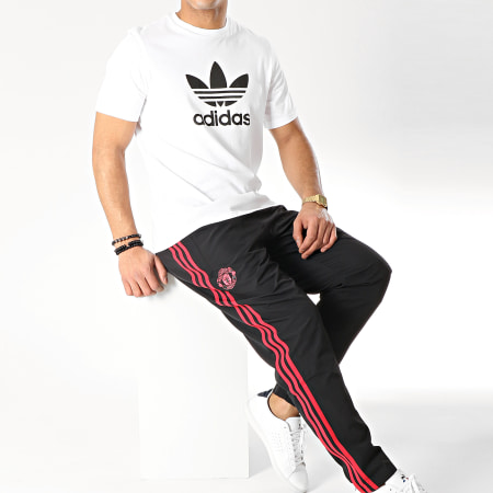 Adidas Sportswear - Pantalon Jogging Avec Bandes Manchester United CW7633 Noir Rouge