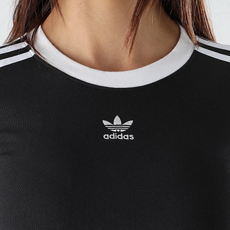 Adidas Originals - Tee Shirt Manches Longues Cropped Femme DU9722 Noir Blanc