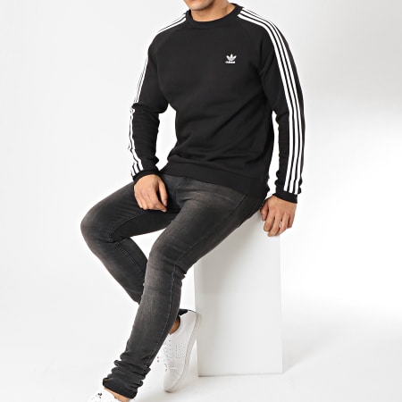 Adidas Originals - Sweat Crewneck 3 Stripes DV1555 Noir Blanc