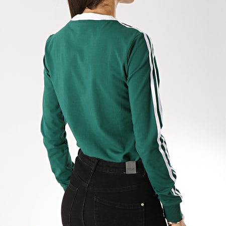 Adidas Originals - Tee Shirt Manches Longues Femme 3 Stripes DV2601 Vert Blanc