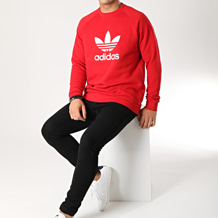 Adidas Originals - Sweat Crewneck Trefoil DX3615 Rouge Blanc