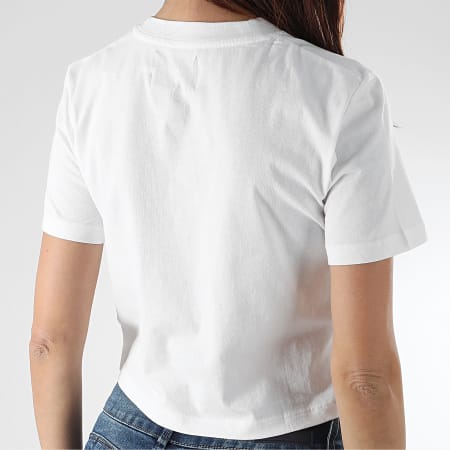 Calvin Klein - Tee Shirt Poche Crop Femme Monogram 9736 Blanc