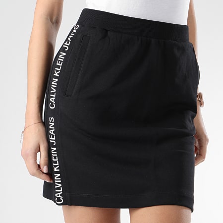Calvin Klein - Jupe Femme Avec Bandes Side Logo 0378 Noir