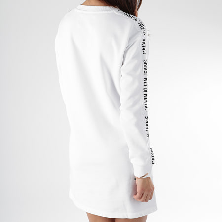 Calvin Klein - Robe Sweat Femme Institutionnal Track Logo 0399 Blanc Noir 