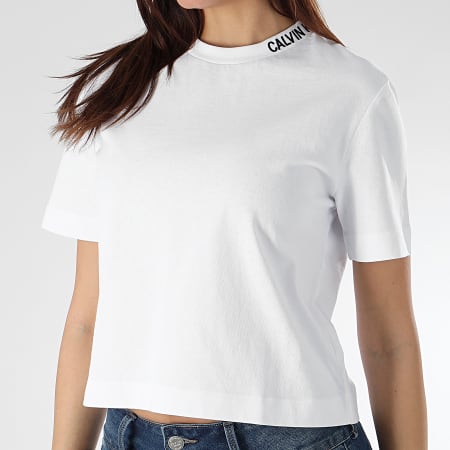 Calvin Klein - Tee Shirt Crop Femme Skater 0578 Blanc 