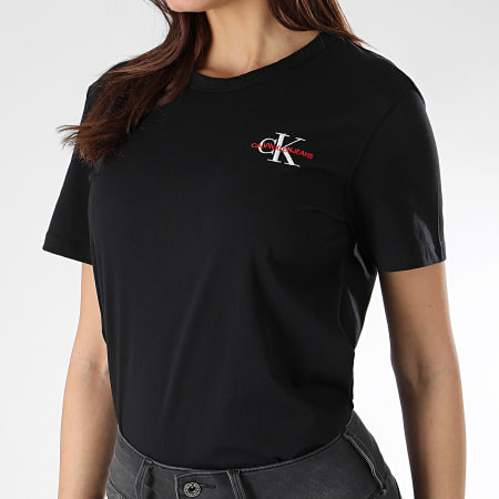 Calvin Klein - Tee Shirt Femme Monogram Embroidery 0581 Noir