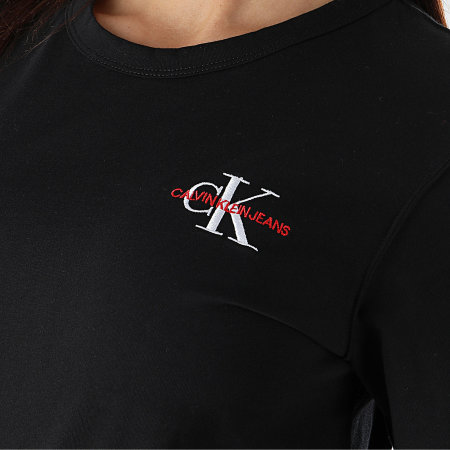 Calvin Klein - Tee Shirt Femme Monogram Embroidery 0581 Noir