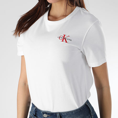 Calvin Klein - Tee Shirt Femme Monogram Embroidery 0581 Blanc