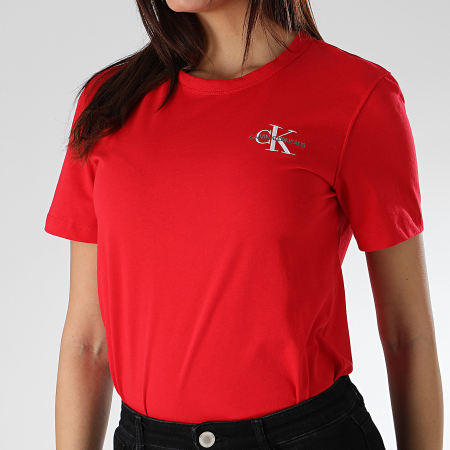 Calvin Klein - Tee Shirt Femme Monogram Embroidery 0581 Rouge