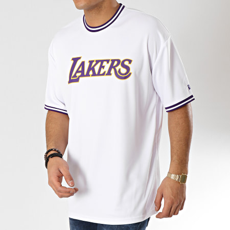 New Era - Tee Shirt Tipping Wordmark Los Angeles Lakers 11904440 Blanc