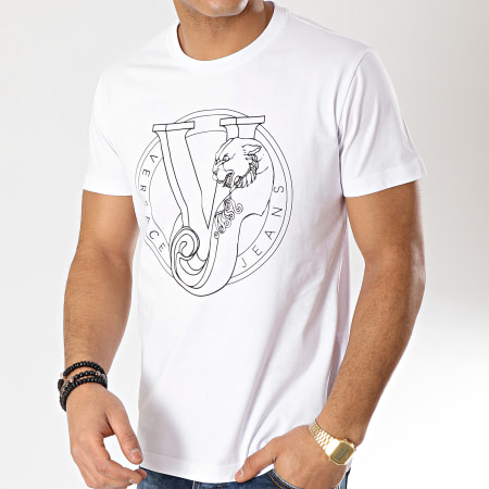 Versace Jeans Couture - Tee Shirt Print B3GTB76H-36610 Blanc Noir