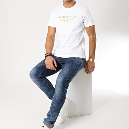 Versace Jeans Couture - Tee Shirt Foil 16 B3GTB73E-36598 Blanc Doré