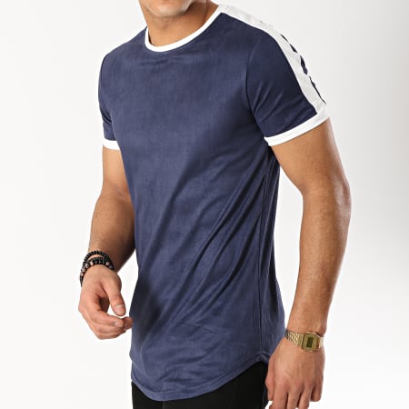 Terance Kole - Tee Shirt Oversize Suédine 98210 Bleu Marine  Blanc