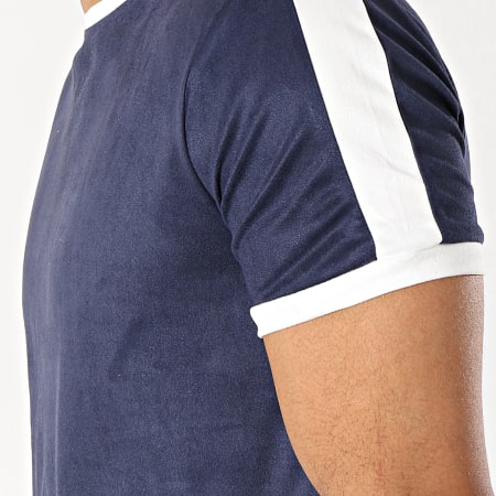 Terance Kole - Tee Shirt Oversize Suédine 98210 Bleu Marine  Blanc