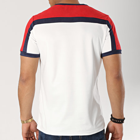Terance Kole - Tee Shirt Suédine 98213 Blanc Bleu Marine Rouge
