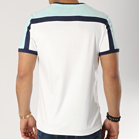 Terance Kole - Tee Shirt Suédine 98213 Blanc Bleu Marine Bleu Turquoise