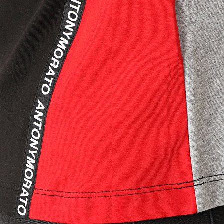 Antony Morato - Tee Shirt Avec Bandes MMKS01449 Gris Chiné Noir Rouge