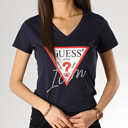 Guess - Tee Shirt Femme W92I59-K75R0 Bleu Marine