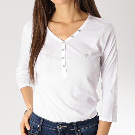 Guess - Tee Shirt Manches Longues Femme W92P78-K8HA0 Blanc