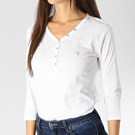 Guess - Tee Shirt Manches Longues Femme W92P78-K8HA0 Blanc