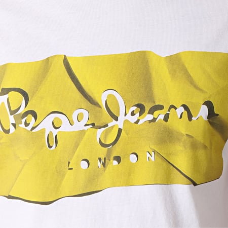 Pepe Jeans - Tee Shirt Raury Blanc Jaune