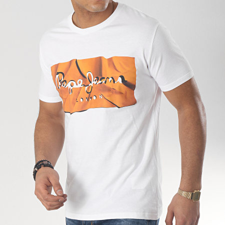 Pepe Jeans - Tee Shirt Raury Blanc Orange