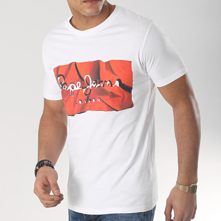 Pepe Jeans - Tee Shirt Raury Blanc Rouge